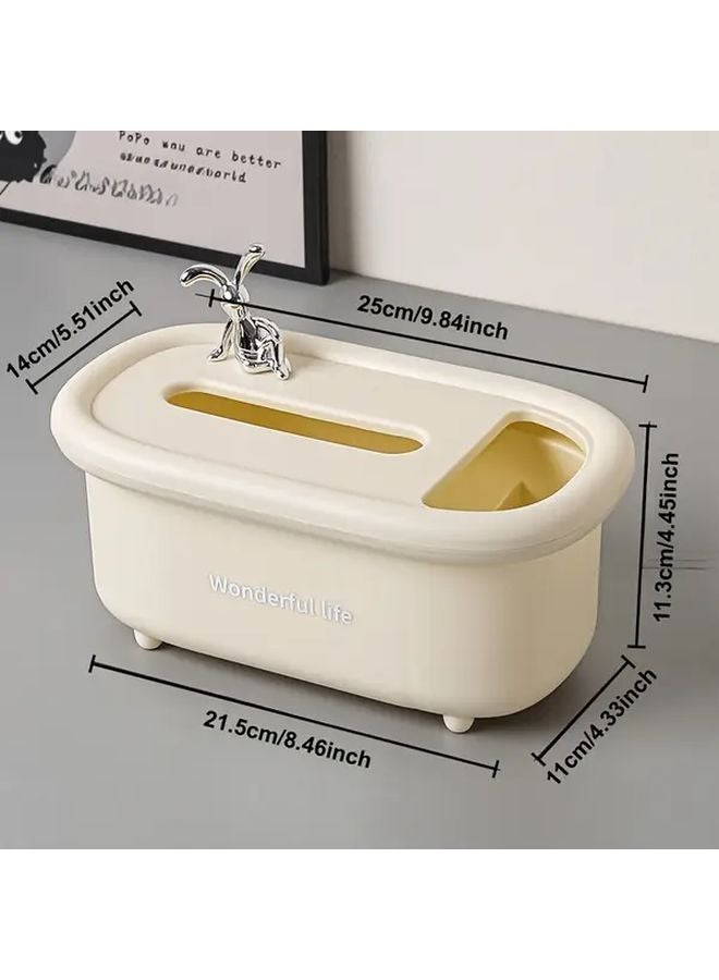 حامل علبة المناديل الأبيض الحديث البسيط مع أقسام مفتوحة لتنظيم طاولة الزينة - Image 3